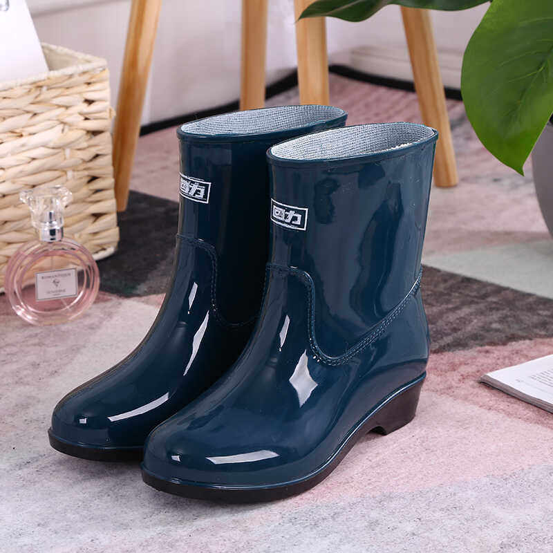 回力女款雨鞋女士中筒加绒雨靴防滑防水水鞋短筒胶鞋成人水靴套鞋