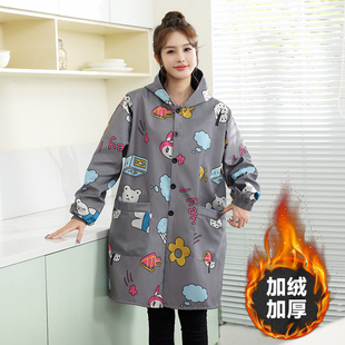 围裙外套大人工作服 冬天加厚防水厨房长袖 罩衣女加绒2025新款 秋季