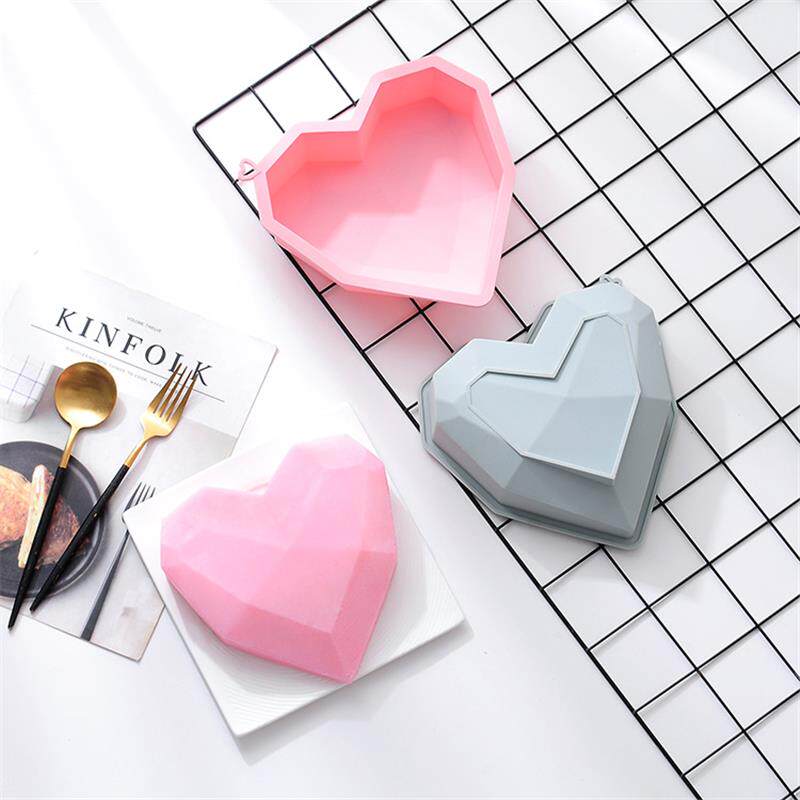 新品 3D立体爱心形钻石硅胶烤盘蛋糕模具慕斯法式甜点烘焙模具