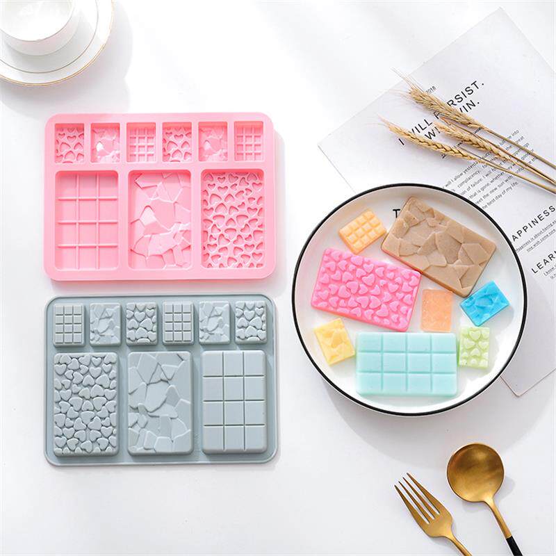 新品 3种不同造型硅胶巧克力模具版华夫饼蛋糕模冰格糖果烘焙模具