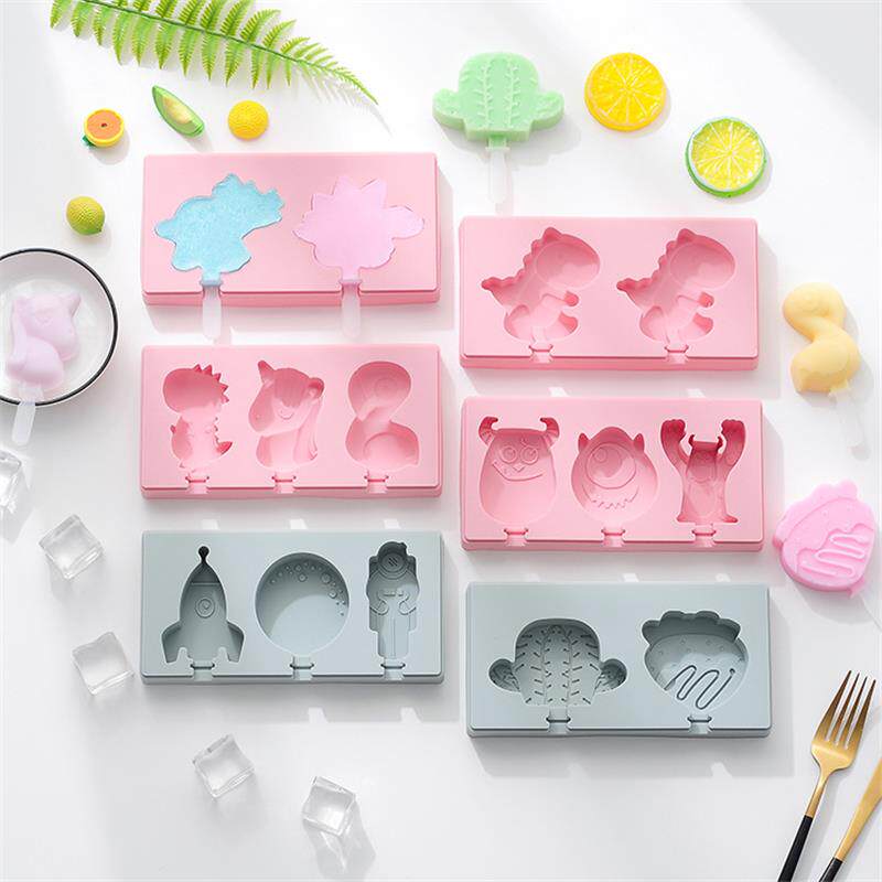 新品 带盖硅胶雪糕模具自制手工DIY卡通水果冰淇淋棒冰模具制冰格