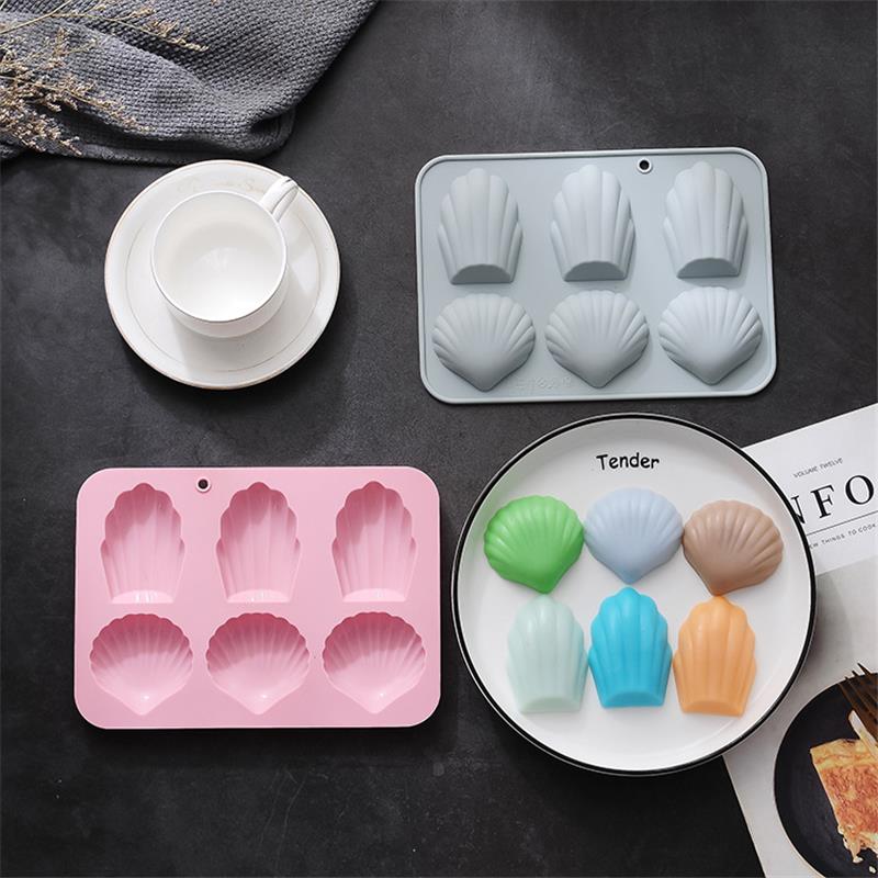 新品 6连仙贝玛德琳饼干烘焙模具贝壳硅胶巧克力模烤盘盒蛋糕模具