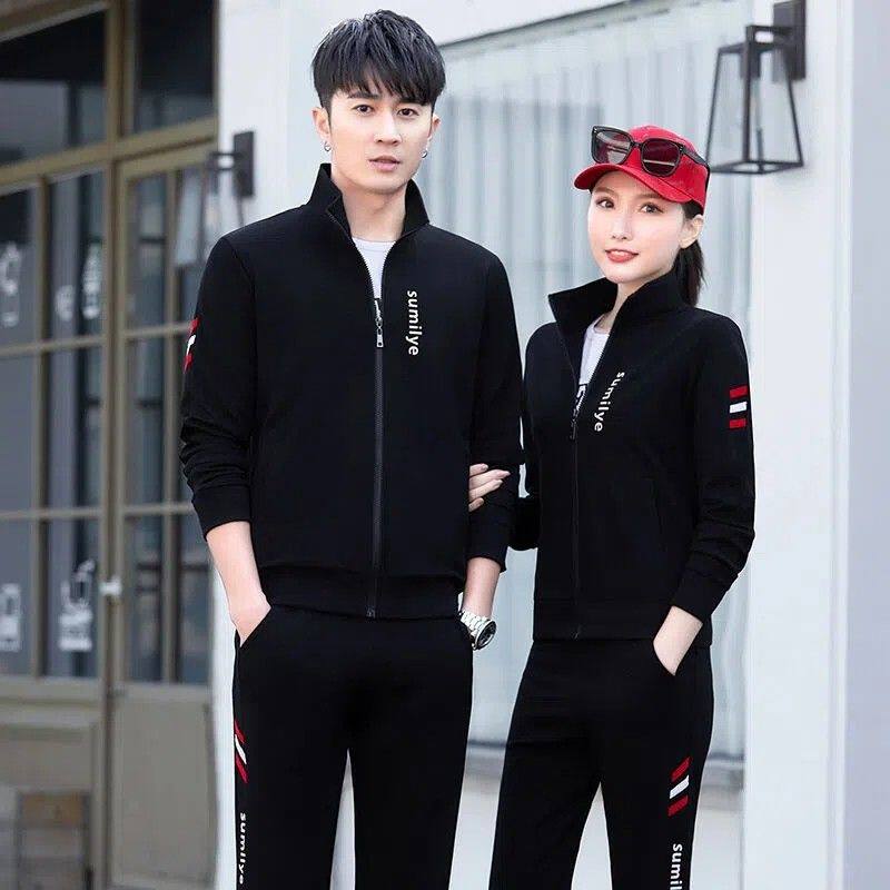 运动韩版潮流休闲情侣运动套装春秋时尚大码三件套女休闲运动服潮