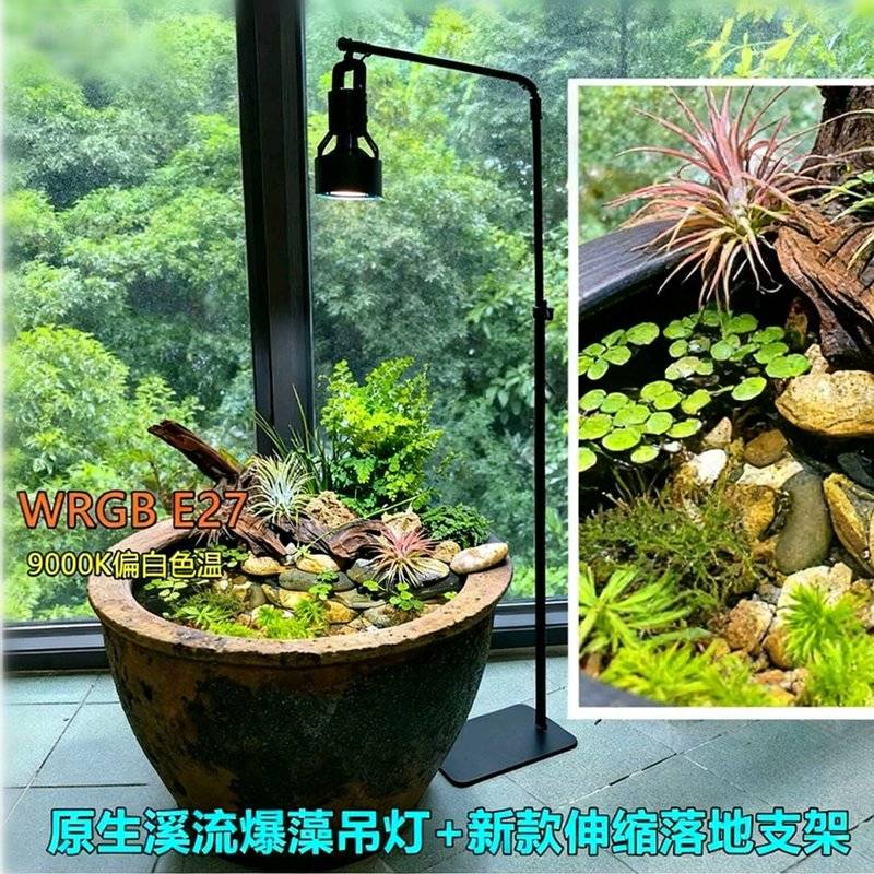 LED鱼缸落地支架吊灯挂灯金鱼圆缸专用爆藻灯瓦缸土缸吊灯可调高图片