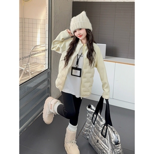 女童羽绒服冬装2025新款儿童装校服神器保暖白鸭绒外套女大童轻薄