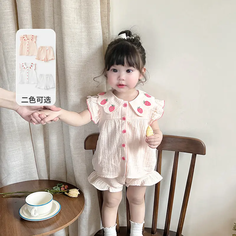 2025婴儿夏季飞袖娃娃衫套装女