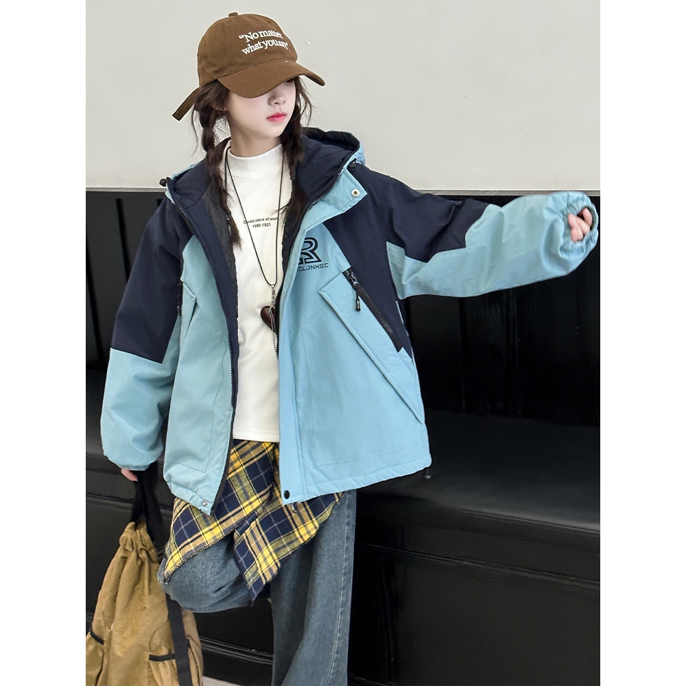 女童棉服冬季2025新款初中生女孩冬夹棉冲锋衣外套女大童冬装棉衣