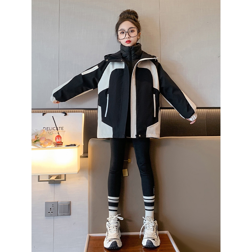 女童羽绒服2025新款中大儿童冬季加厚三合一冲锋衣白鸭绒保暖外套