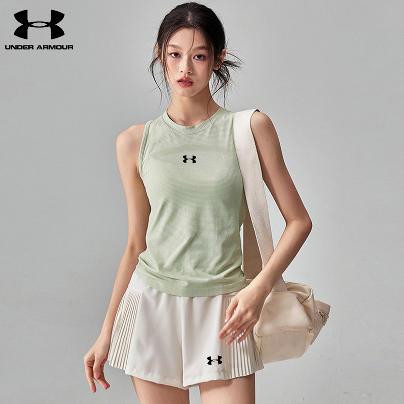 安德玛运动背心女款跑步训练裸感舒适瑜伽服显瘦无袖速干运动上衣