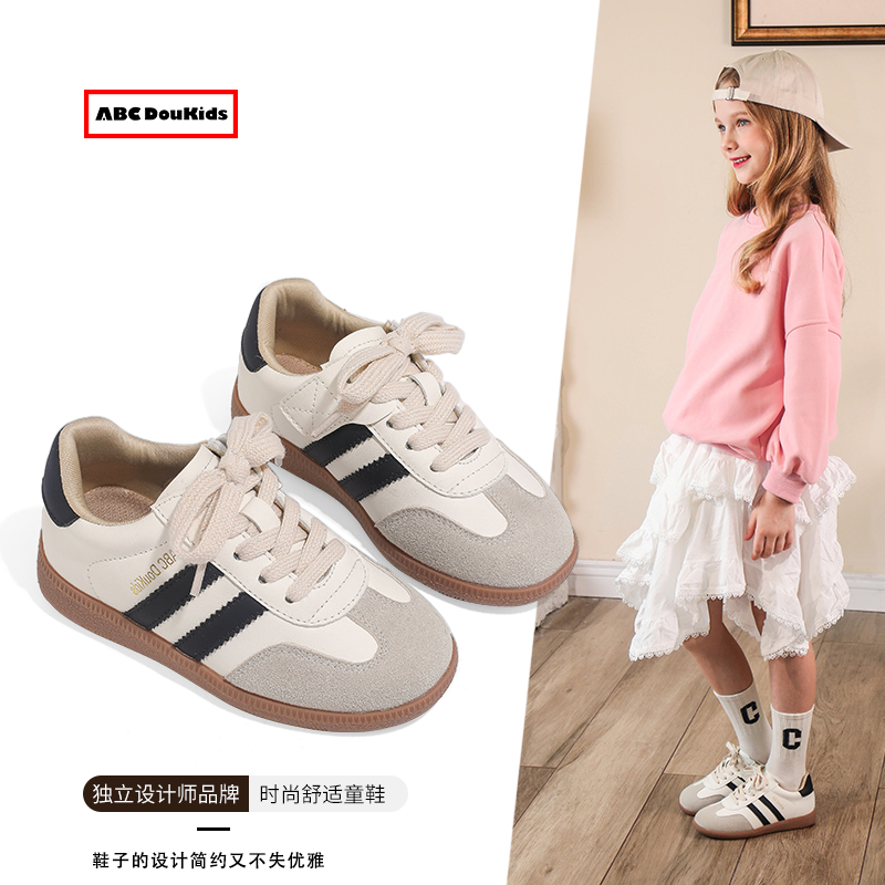 儿童时尚真皮运动鞋平底阿甘鞋