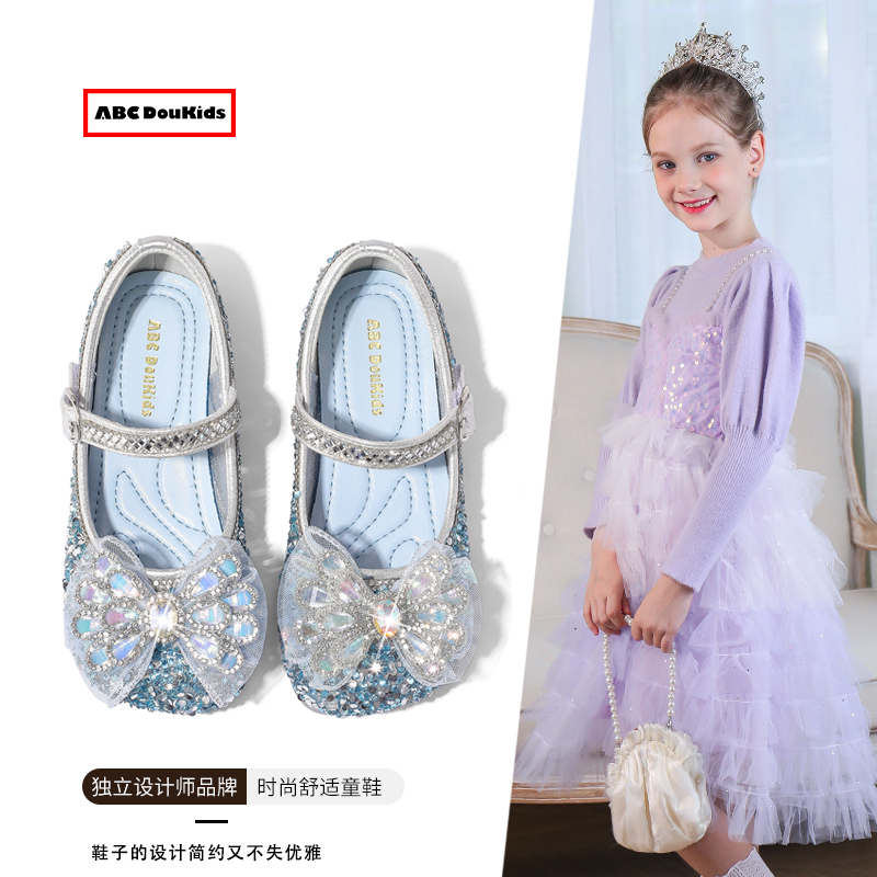 儿童水钻瓢鞋中大童软底鞋