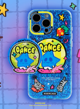 KOERCASE 闪耀派对焦点小幽灵蓝色磁吸手机壳甜美 卡通插画原创意涂鸦小众适用苹果16iPhone15ProMax14Pro