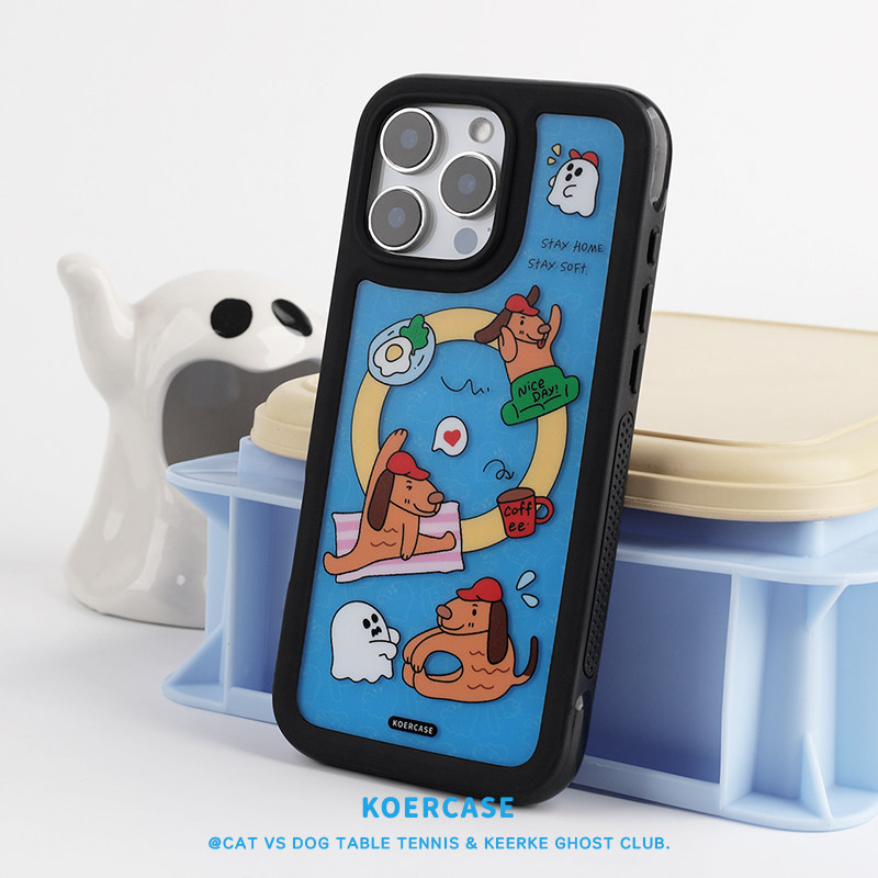 KOERCASE 狗狗早上运动小幽灵手机壳磁吸呆萌有趣 卡通插画原创意涂鸦小众适用苹果16iPhone15ProMax14Pro17