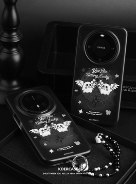 KOERCASE 好幸运降临小幽灵磁吸手机壳黑色手腕挂绳少女呆萌原创意设计适用华为mate70+有趣60pro涂鸦60pro+
