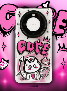 KOERCASE 亚比小幽灵猫咪原创全包高级感少女手机保护壳适用华为mate70亮面60pro涂鸦60pro+保护套可爱有趣