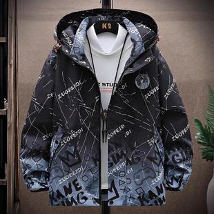 春秋装男童渐变夹克中大童外套薄款春秋季儿童衣服学生休闲冲锋衣