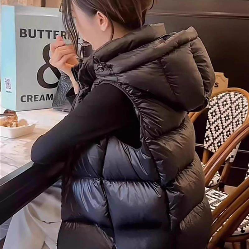 羽绒马甲女2025新款外穿白鸭绒连帽马夹背心宽松百搭洋气坎肩外套,女装/女士精品,羽绒服,淘宝优惠券,粉丝福利购,淘宝优惠卷