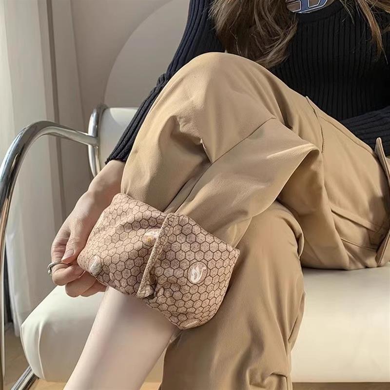 美式工装羽绒裤女外穿冬季2024新款防寒加厚阔腿直筒束脚保暖棉裤