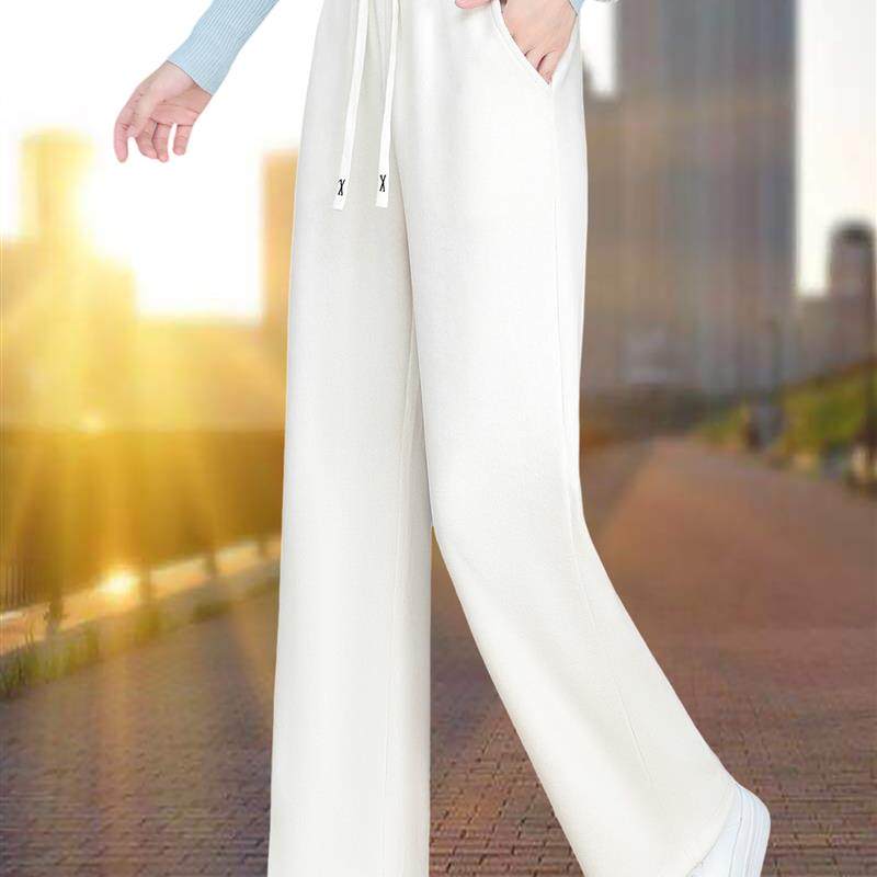 雪尼尔窄版阔腿裤女2025新款春秋宽松时尚气质女裤直筒裤休闲裤子,女装/女士精品,休闲裤,淘宝优惠券,粉丝福利购,淘宝优惠卷