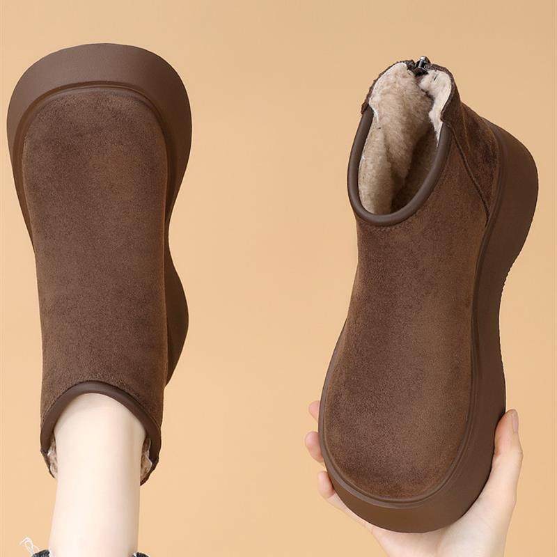 增高厚底雪地靴女2024冬季新款小个子棉靴防滑绒面后拉炼加厚棉鞋,女鞋,时尚雪地靴,淘宝优惠券,粉丝福利购,淘宝优惠卷