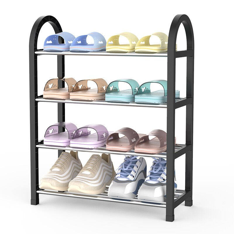 欧润哲鞋架门口鞋子鞋柜置物架家用宿舍鞋架子玄关收纳架4层黑色