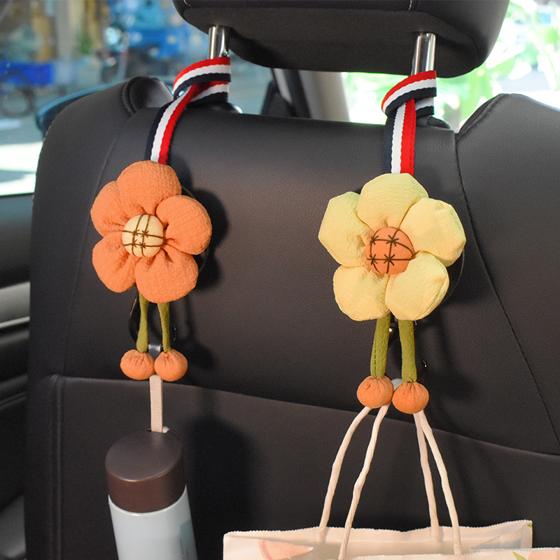 车载座椅背小挂钩汽车创意小花朵车载置物承重车内收纳钩车上用品