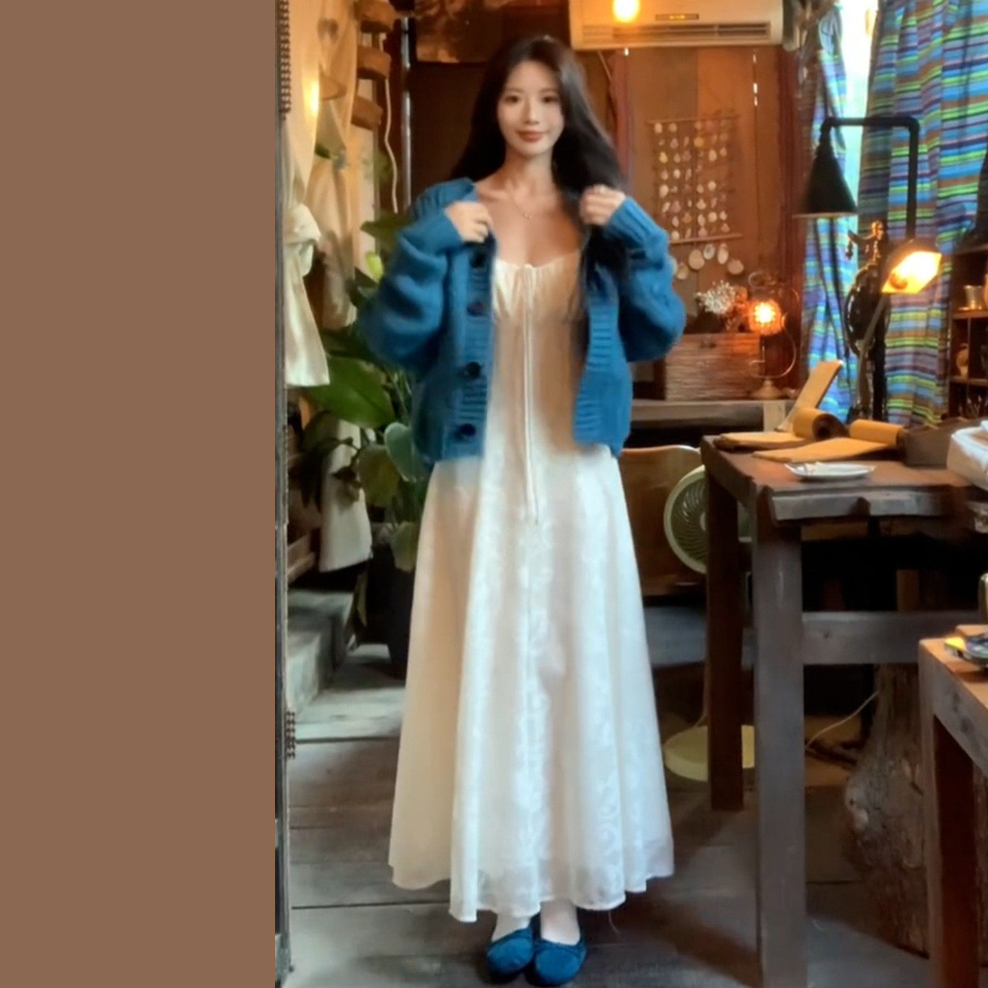 法式白色连衣裙子女夏季2026新款韩系氛围感穿搭套装独特绝美长裙