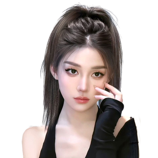 瀑布半扎高马尾假发抓夹鸡窝头可扎喷泉马尾假发片辫子假发女长发