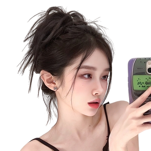 鸡窝头抓夹假发蓬松丸子头盘发圈辣妹高马尾毽子头鸡毛抓夹假发包