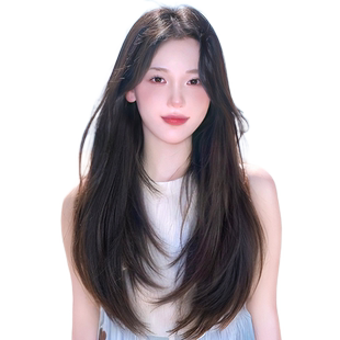 假发女全头套高层次长发锁骨整顶仿真无痕隐形自然中分八字假发套