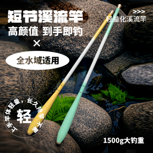 溪流竿小物釣魚竿微物迷你小手竿套裝 釣蝦竿超輕超細(xì)便攜短節(jié)魚竿