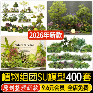 草图大师园林景观植物配置组合公园花镜花境地被灌木组团SU模型