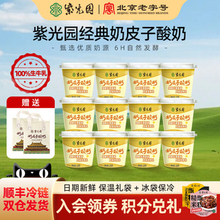 紫光园奶皮子酸奶北京老字号清真抹茶味酸奶12杯团购家庭分享装