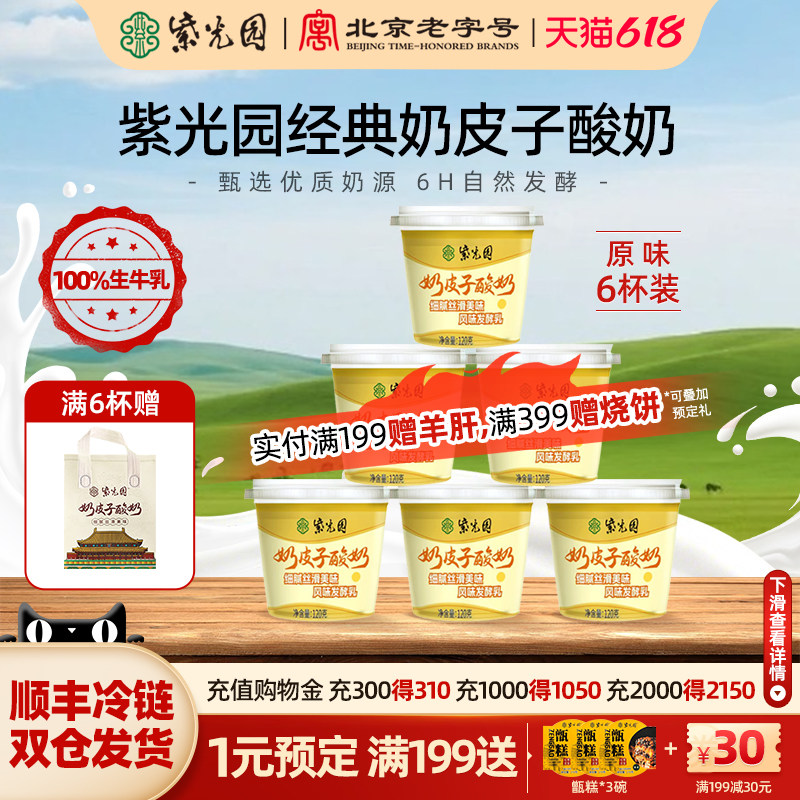 紫光园奶皮子低温调制乳制品北京老字号120g*6送礼袋风味干噎酸奶