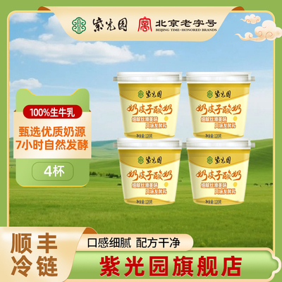 紫光园奶皮子酸奶风味牛奶乳制品北京老字号清真小吃120g*4