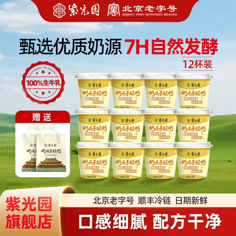 紫光园奶皮子酸奶风味牛奶制品北京老字号清真100g团购抹茶味酸奶