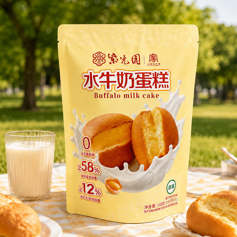 紫光园水牛奶蛋糕145g袋装早餐糕点传统西式糕点独立包装奶酪蛋糕