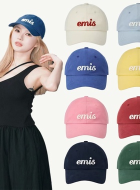 韩国emis新款贴布标棒球帽大帽檐显脸小百搭帽子夏季遮阳鸭舌帽