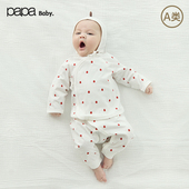 纯棉 男女宝宝居家半背衣新生婴儿分体上下装 fulu papa爬爬夏季