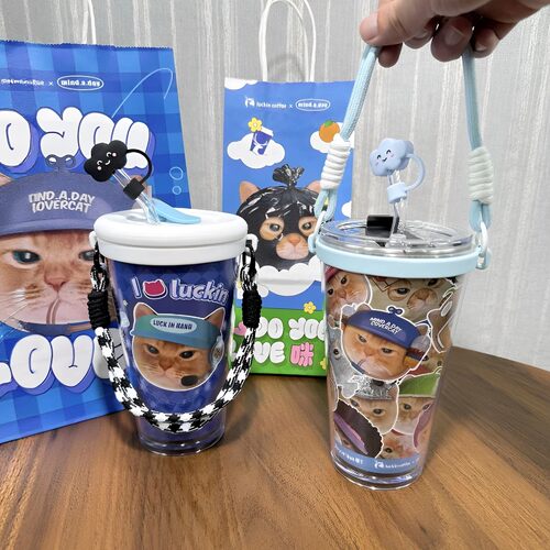 小猫店长来了！猫猫联名咖啡杯diy改造pp杯材料包内胆亚克力外壳