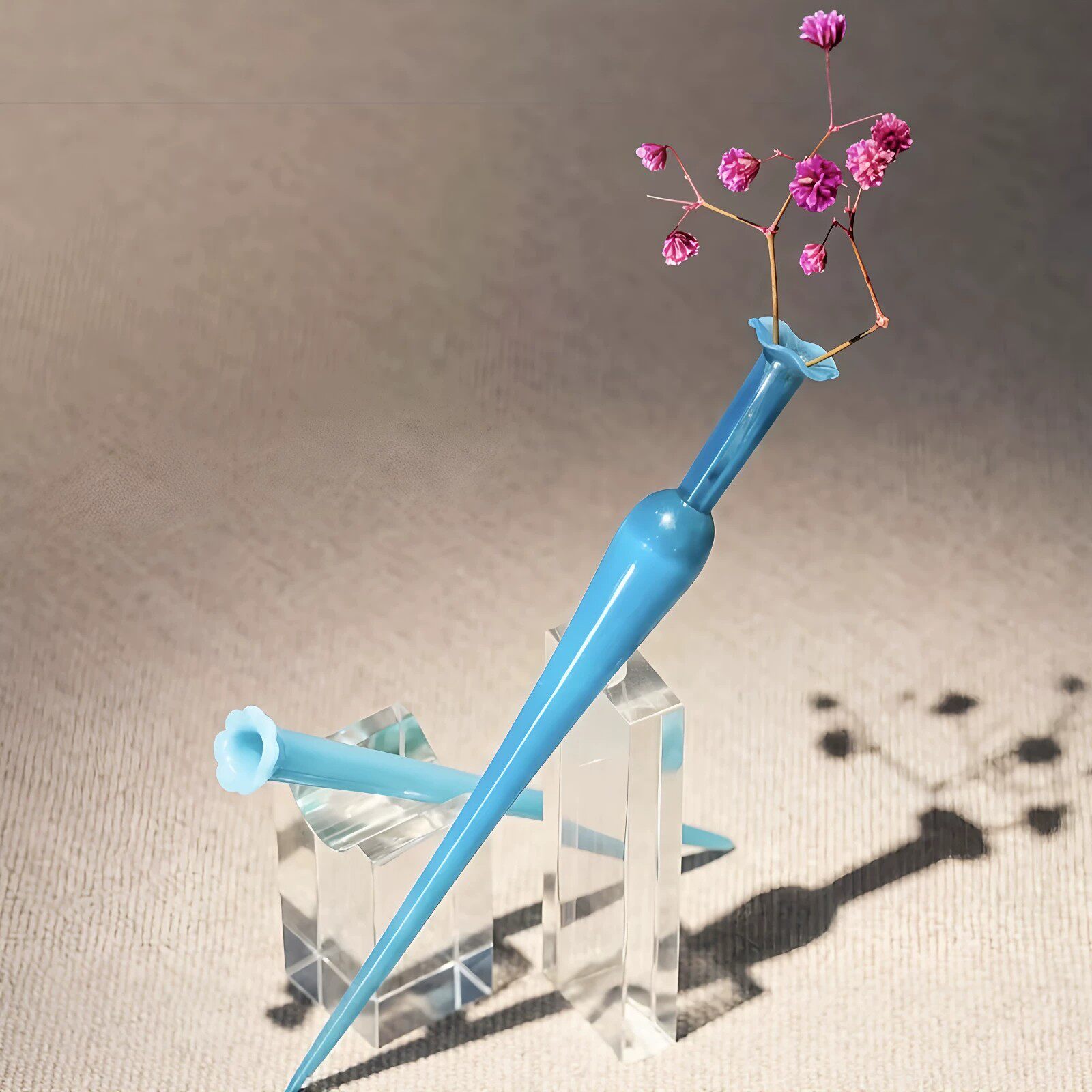 琉璃花瓶簪可注水插花盘发拍照