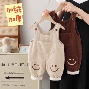 婴儿背带裤冬款2025秋冬季款男女童灯芯绒背带裤宝宝洋气连体裤潮