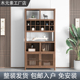 新中式 博古架立柜实木胡桃色格子多宝阁茶边柜茶室茶叶柜茶具柜子