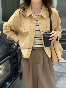 早秋新款新款背心两件套女短款韩版百搭牛仔外套加条纹吊带套装