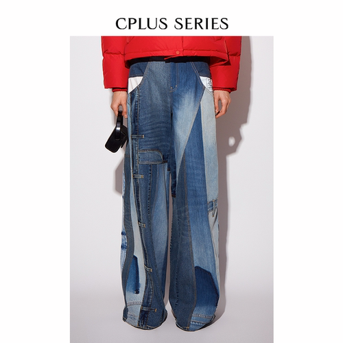 容祖儿明星同款Levi's remade by CPS24女士牛仔拼接阔腿裤子