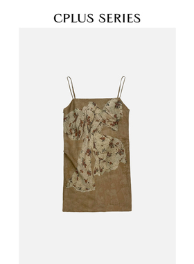 秋冬新品ivy吕颖博主同款【CPLUS SERIES】蝴蝶结印花吊带连衣裙