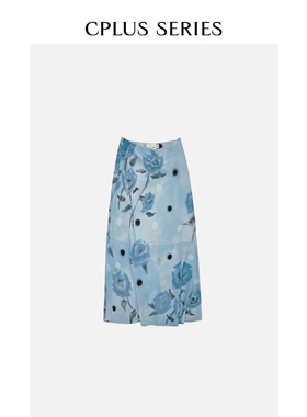 秋冬新品ivy吕颖博主同款【CPLUS SERIES】波点玫瑰印花半裙长裙