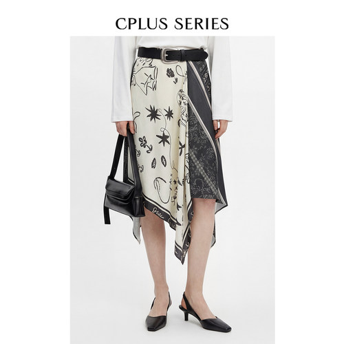 【26春夏新品】 CPLUS SERIES印花方巾不对称半裙