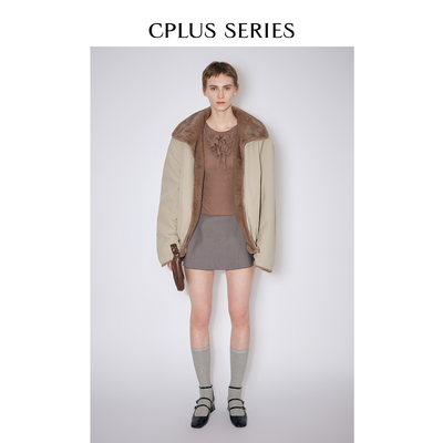 【马思纯同款】CPLUS SERIES 仿貂毛双面两穿阔肩外套