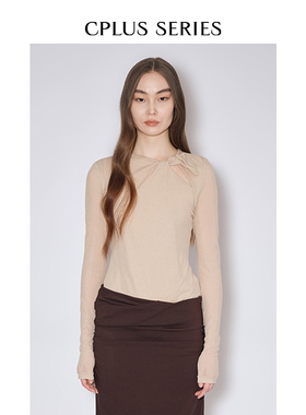 【CPLUS SERIES】褶皱装饰长袖上衣